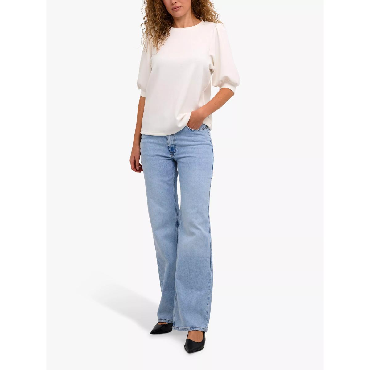 MY ESSENTIAL WARDROBE El Puff Sleeve Round Neck Blouse, Snow White – image 3
