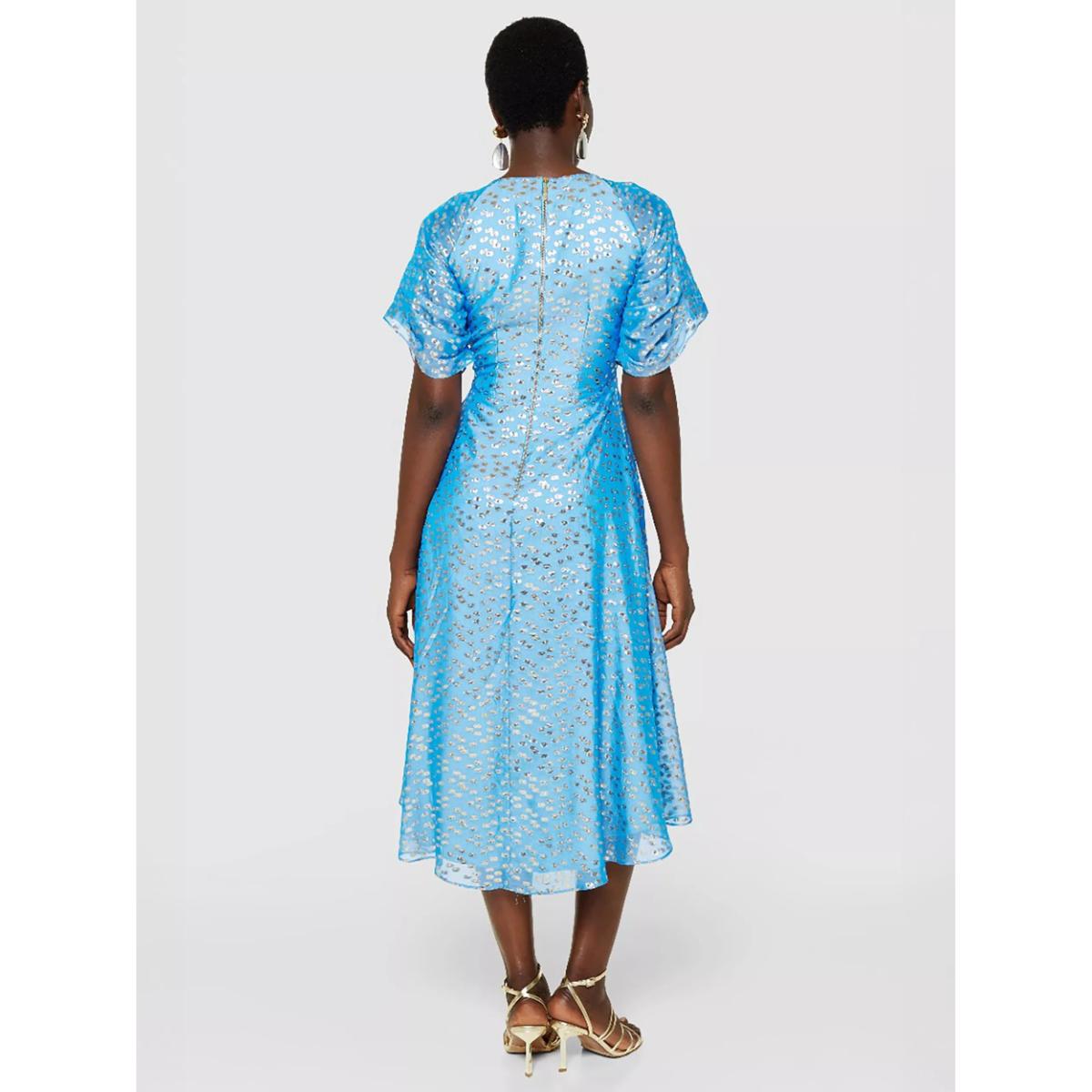 Closet London Jacquard Spot Midi Dress, Blue/Gold – image 2