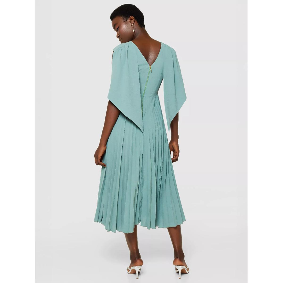 Closet London Pleat Cape Back Dress, Sage – image 2