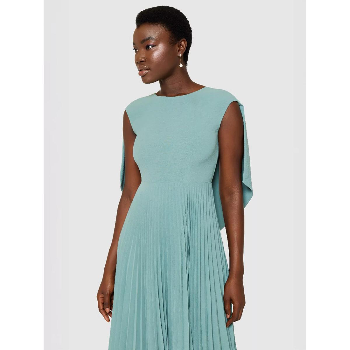 Closet London Pleat Cape Back Dress, Sage – image 4