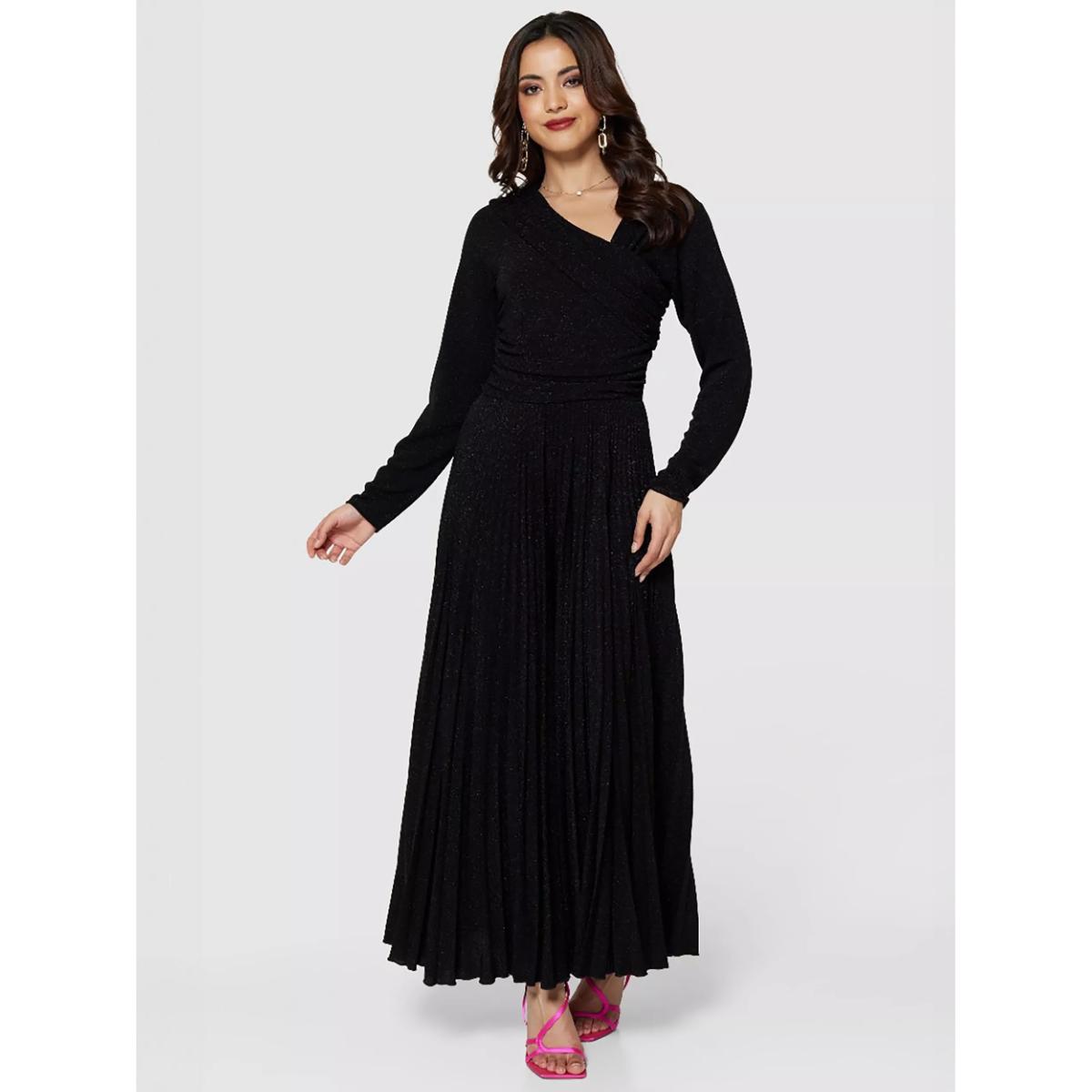 Closet London Metallic Jersey Pleated Dress – image 3