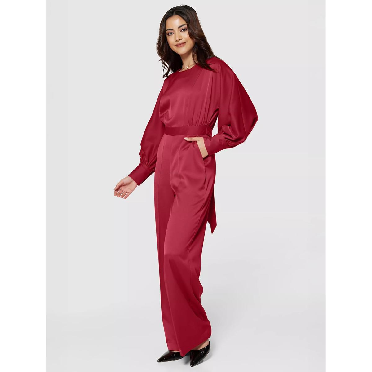Closet London Tailored Wide Leg Trousers, Red – image 3