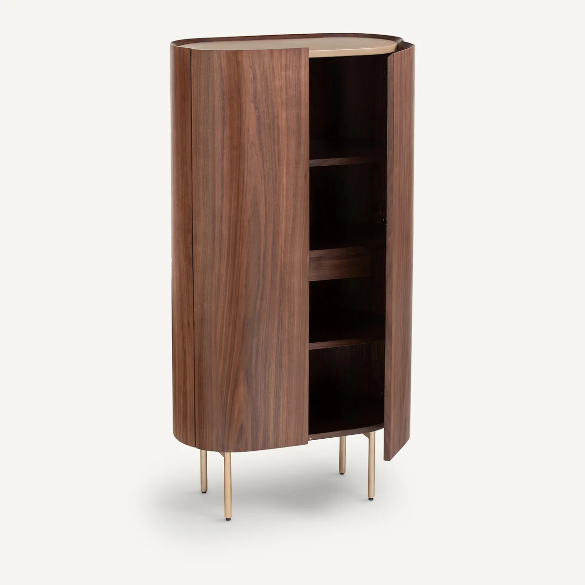 Aslen Walnut Wardrobe in Veneer and Leather – image 5