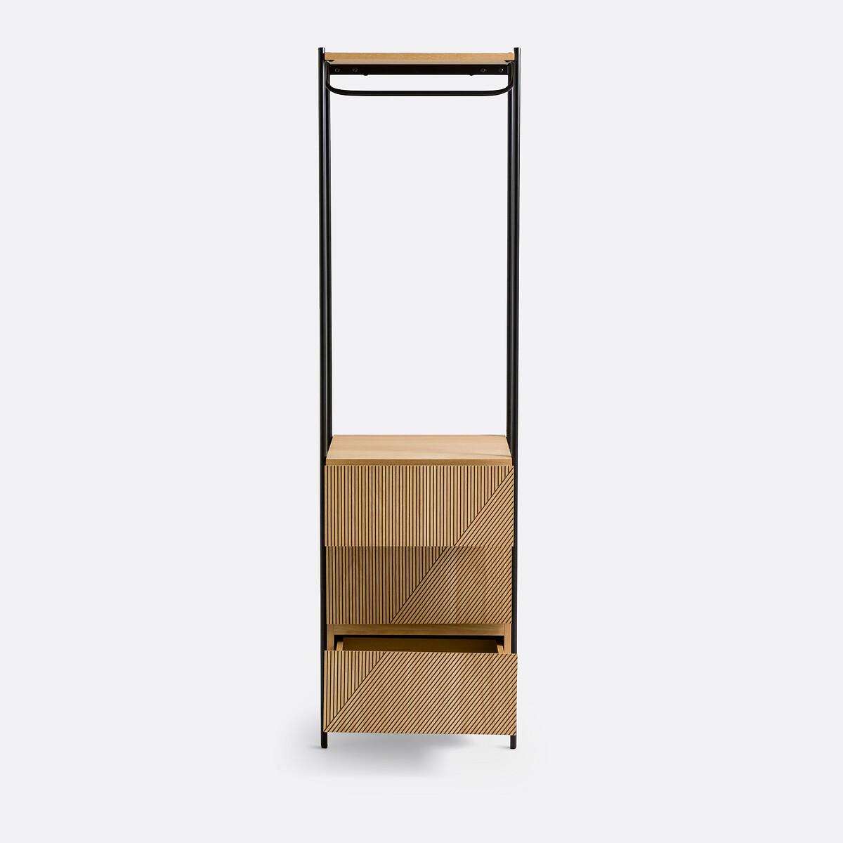 Signatures Lodge Oak Veneer and Metal 3-Drawer Wardrobe Module – image 3