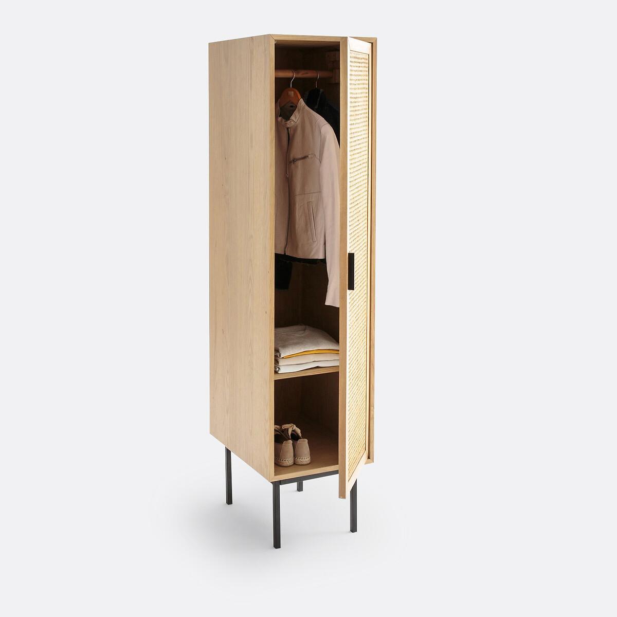 Waska Oak & Rattan Single Wardrobe – image 3