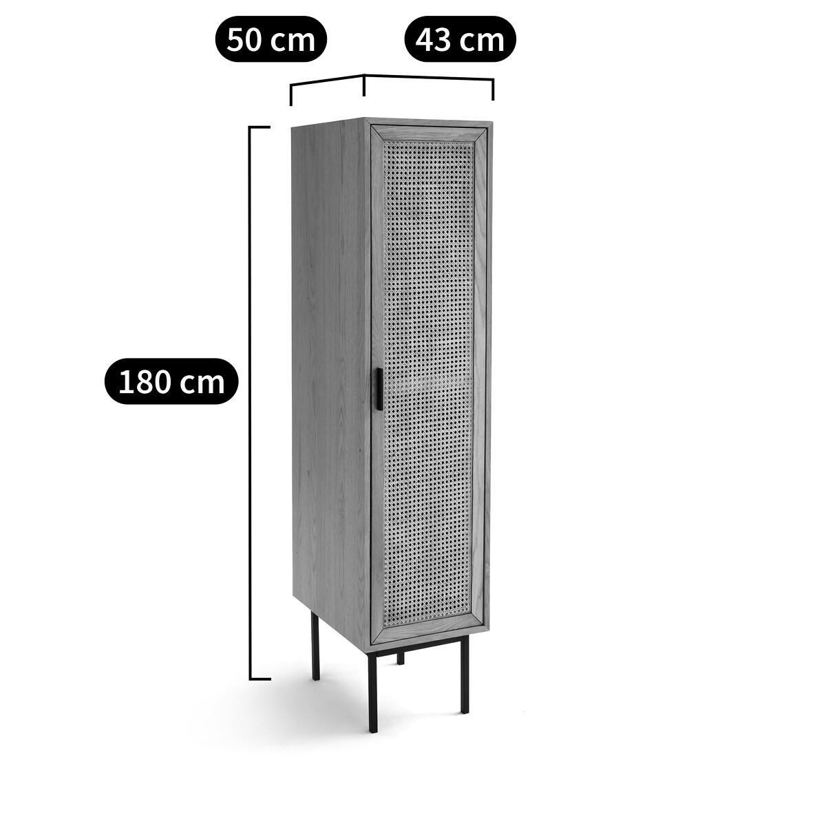 Waska Oak & Rattan Single Wardrobe – image 6