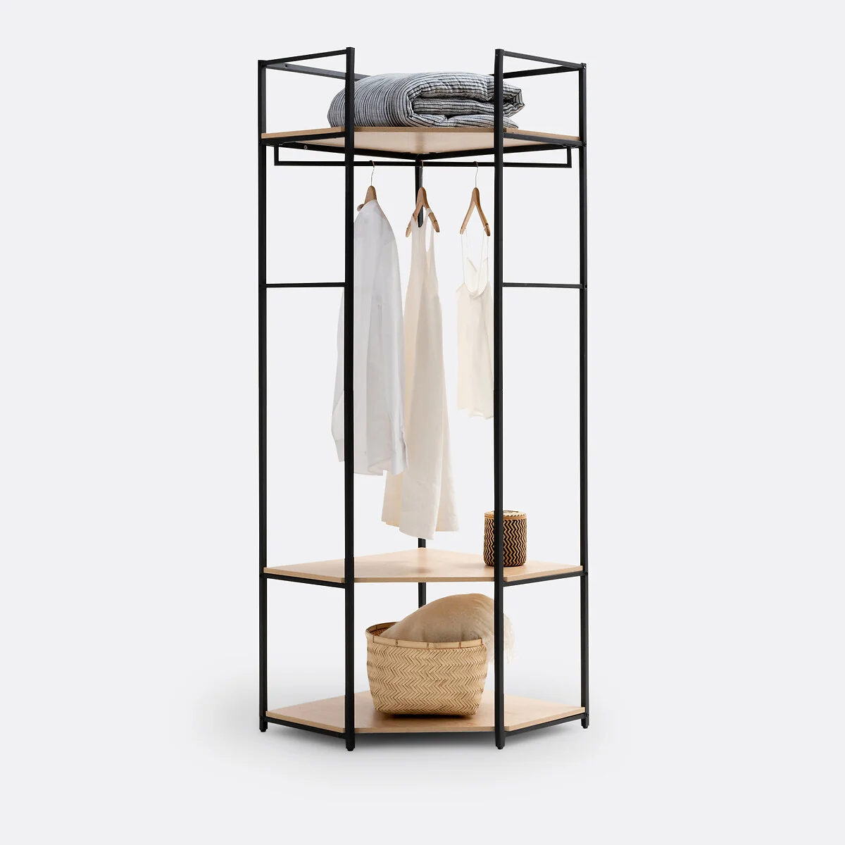 Adarbi Corner Wood & Metal Wardrobe Unit – image 5