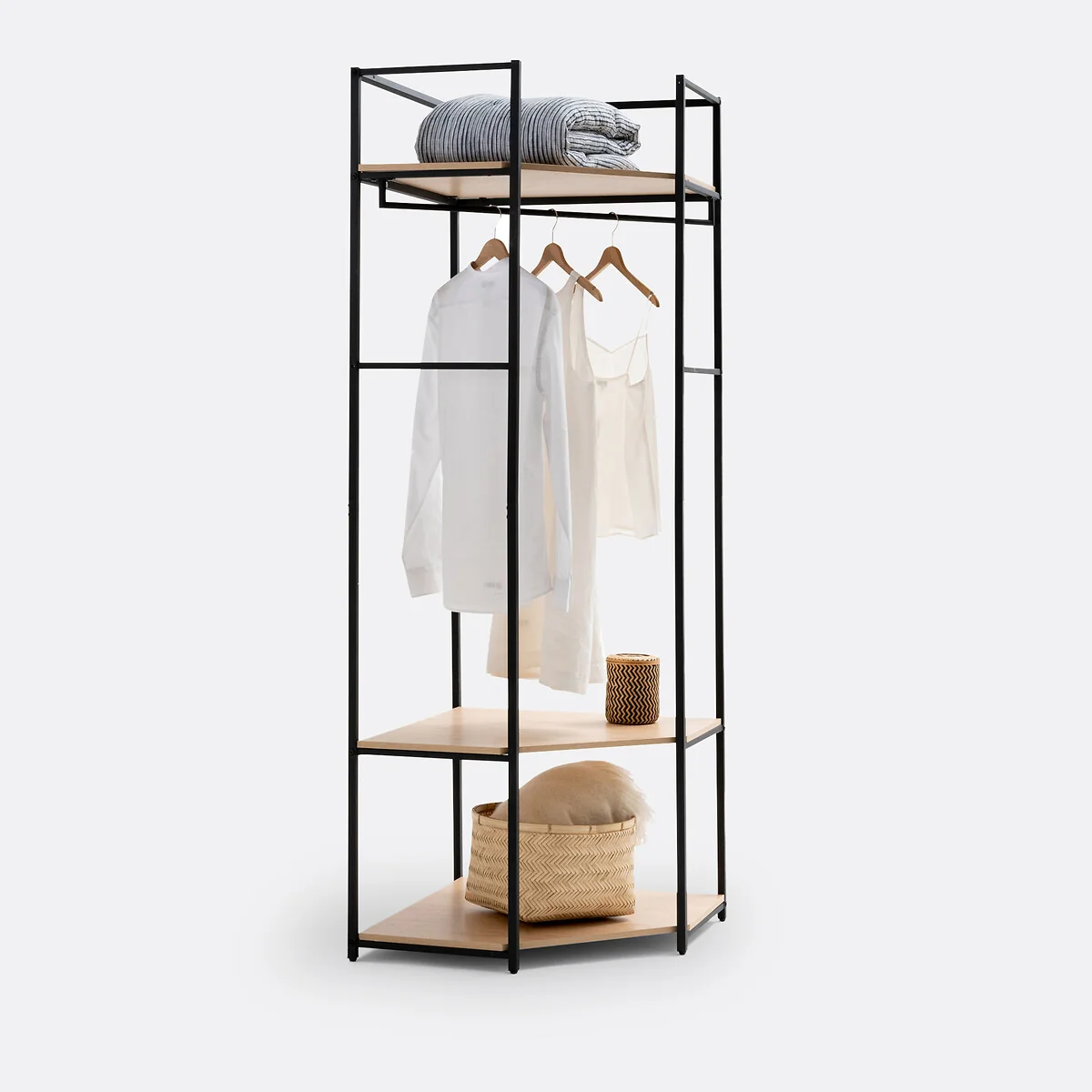 Adarbi Corner Wood & Metal Wardrobe Unit – image 6