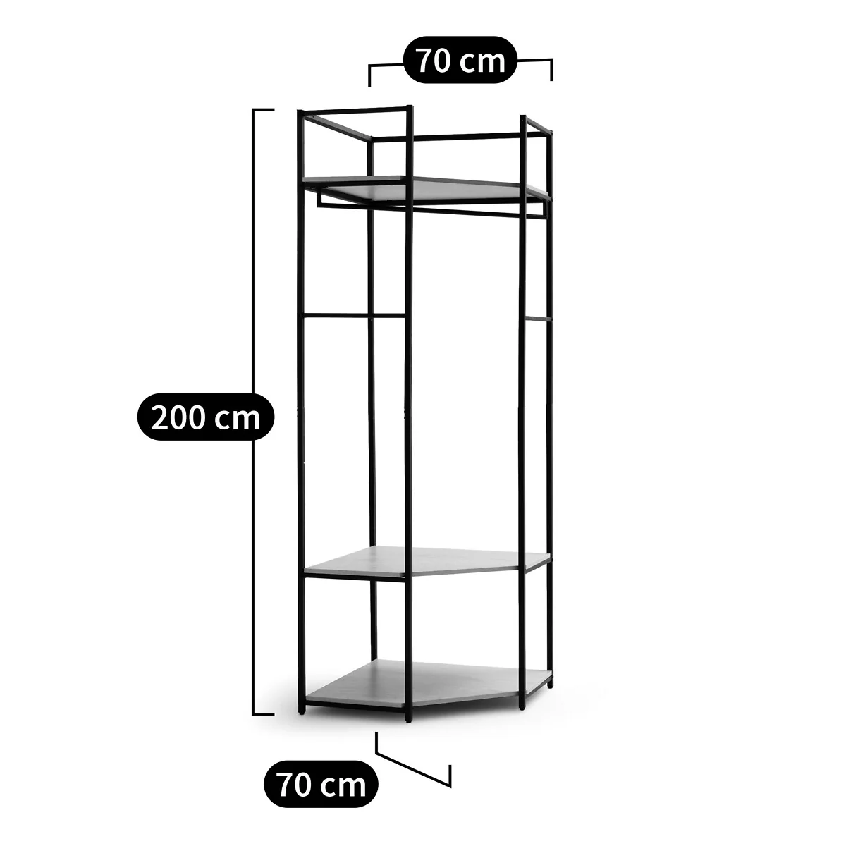 Adarbi Corner Wood & Metal Wardrobe Unit – image 8
