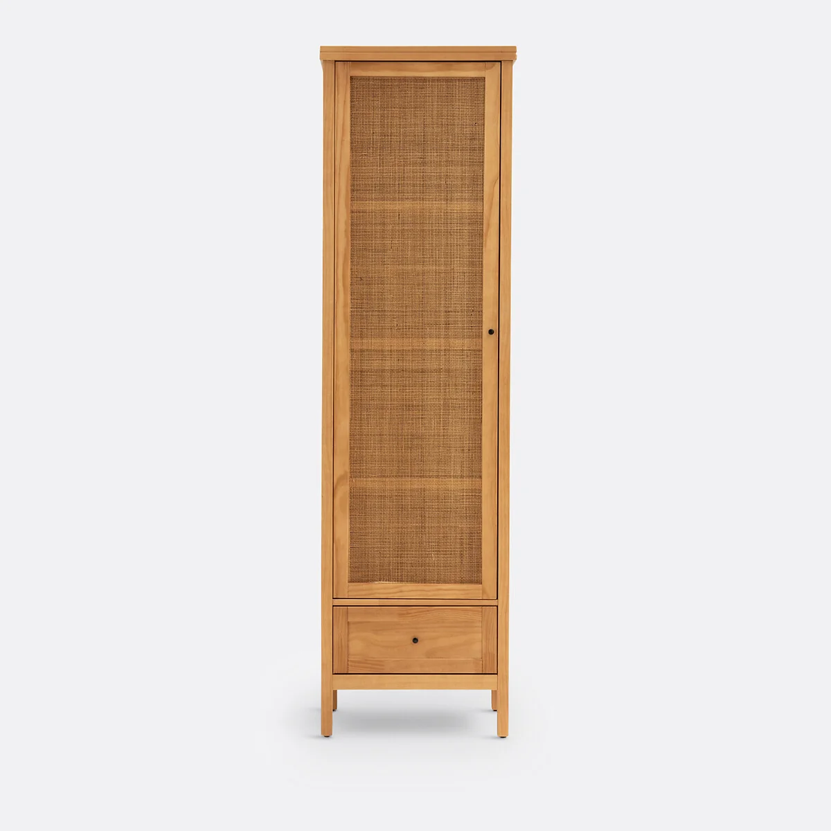 Gabin Solid Pine & Rattan Single Wardrobe – image 2