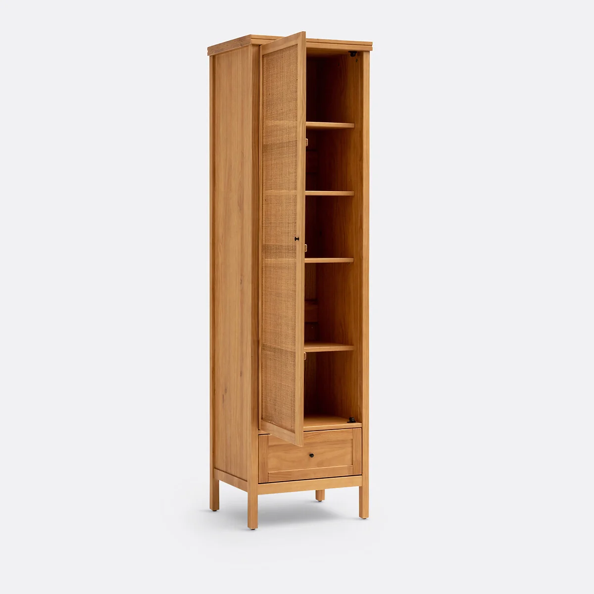 Gabin Solid Pine & Rattan Single Wardrobe – image 3