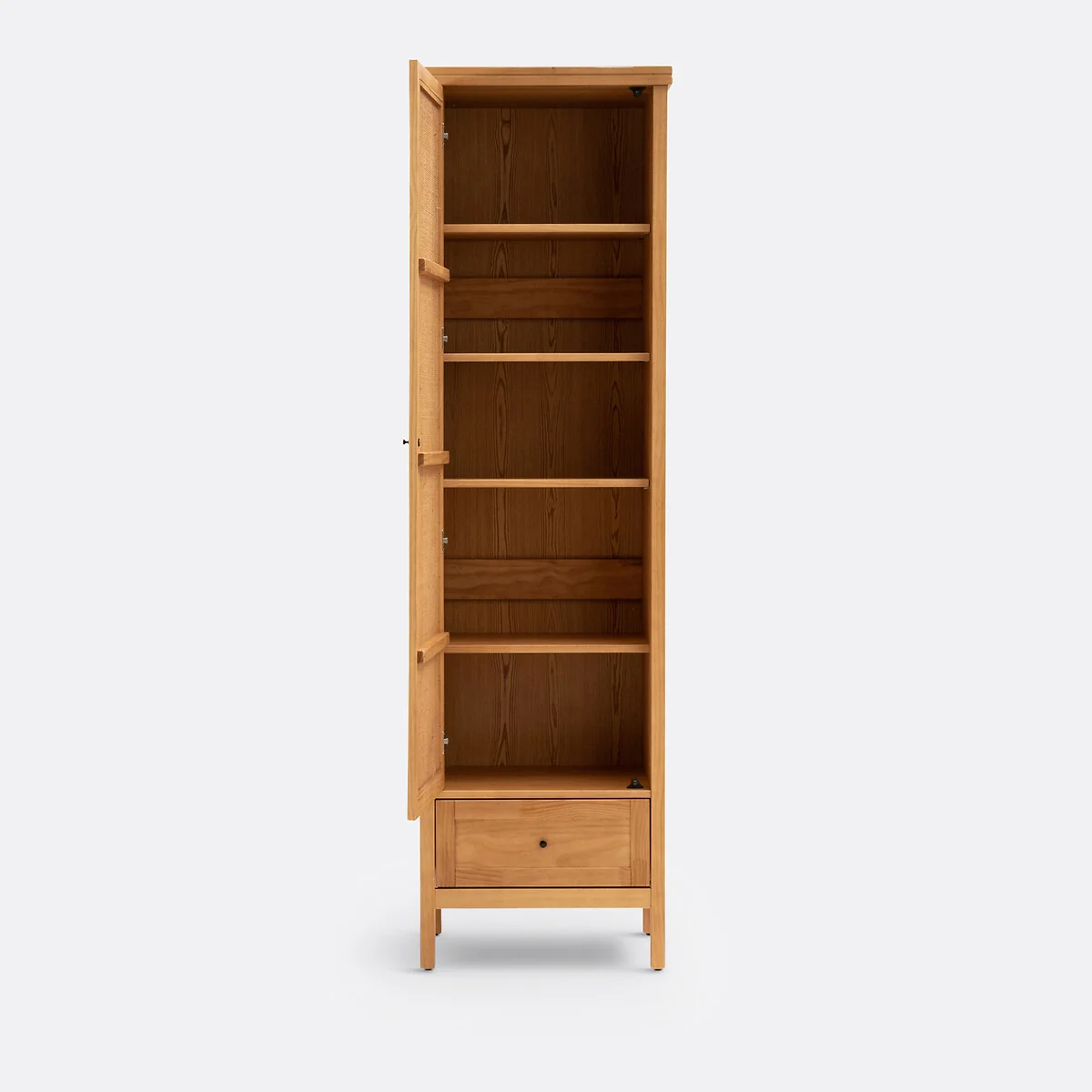 Gabin Solid Pine & Rattan Single Wardrobe – image 4
