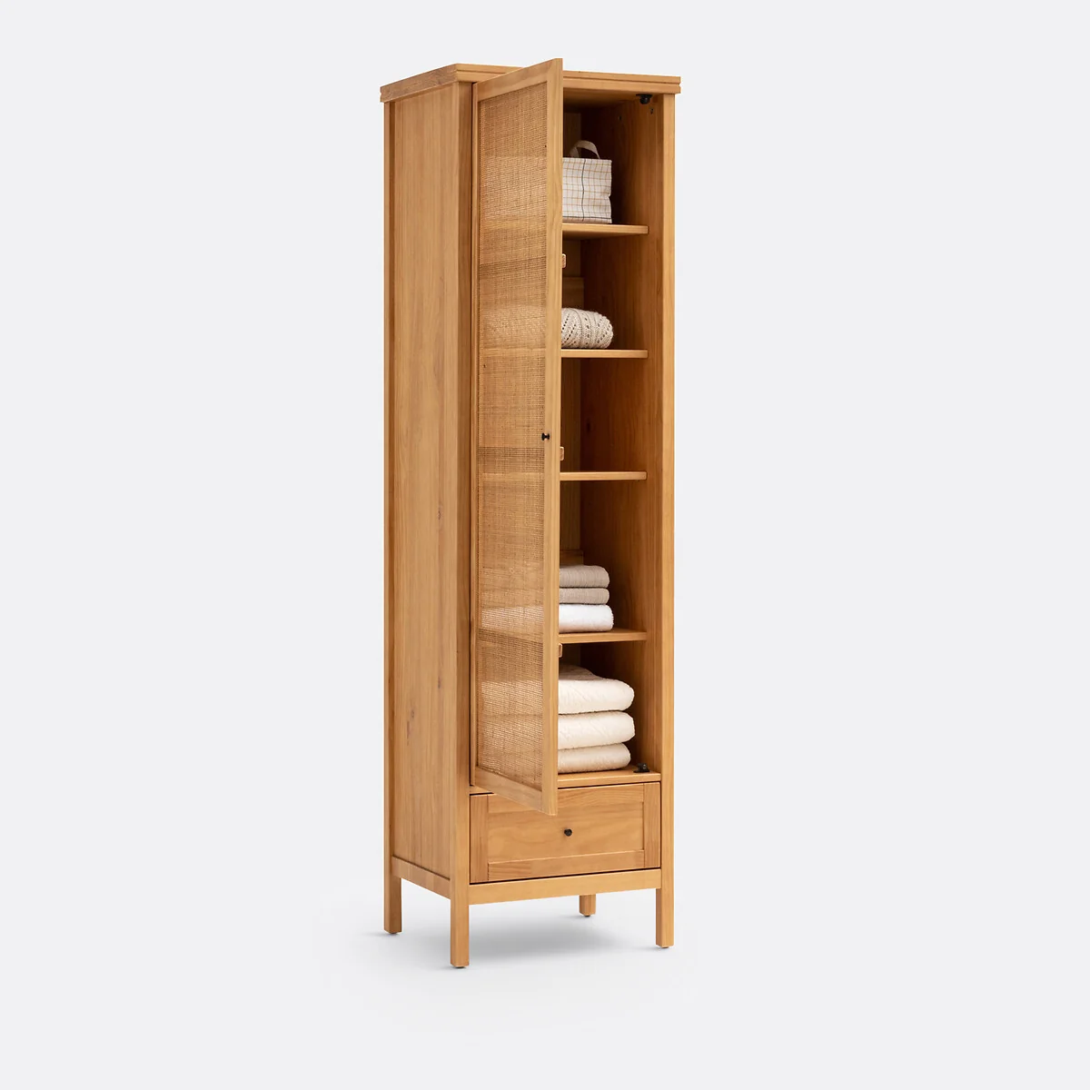 Gabin Solid Pine & Rattan Single Wardrobe – image 5
