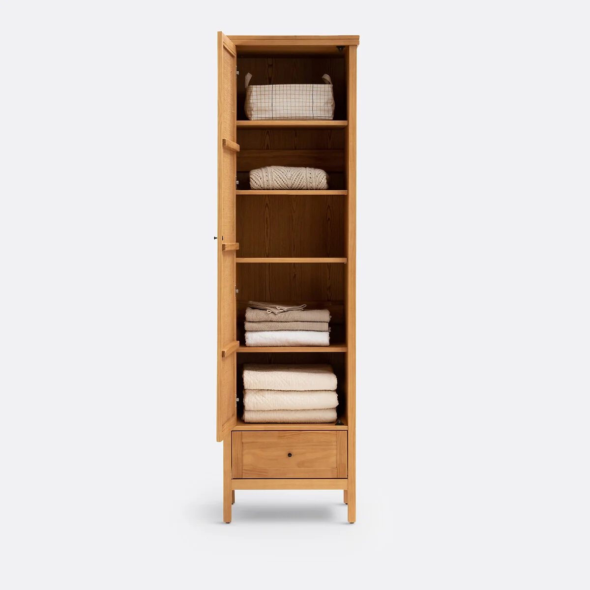 Gabin Solid Pine & Rattan Single Wardrobe – image 6