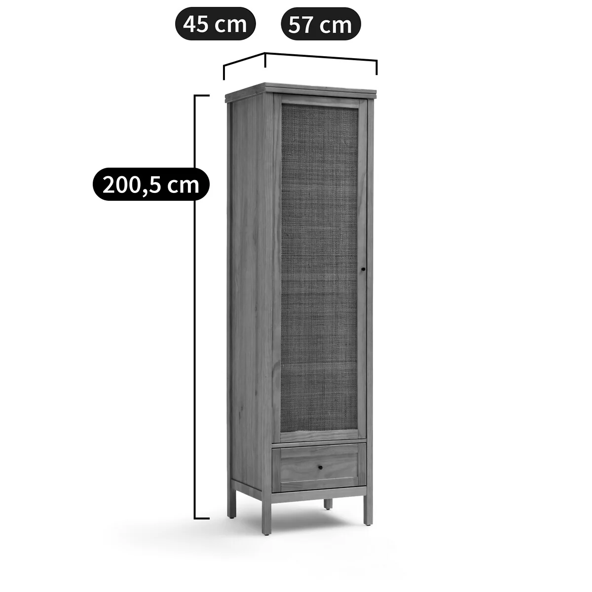 Gabin Solid Pine & Rattan Single Wardrobe – image 9