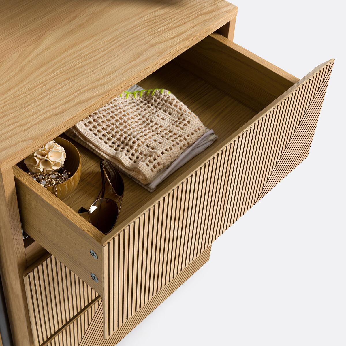 Lodge Oak Veneer and Metal 3-Drawer Wardrobe Module – image 7