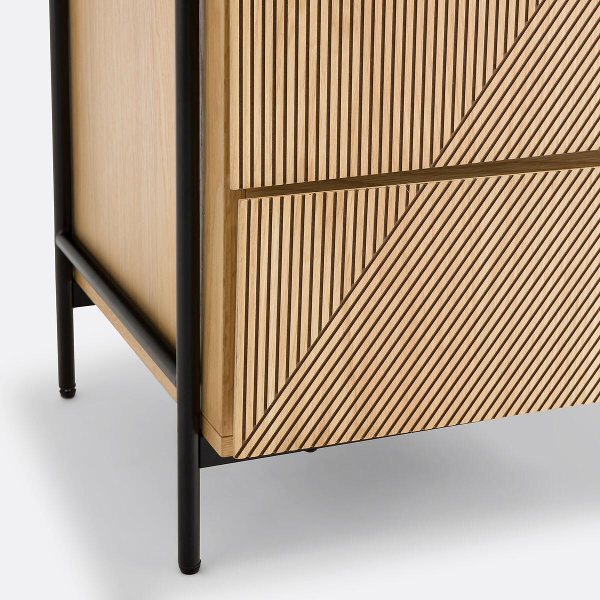 Lodge Oak Veneer and Metal 3-Drawer Wardrobe Module – image 8