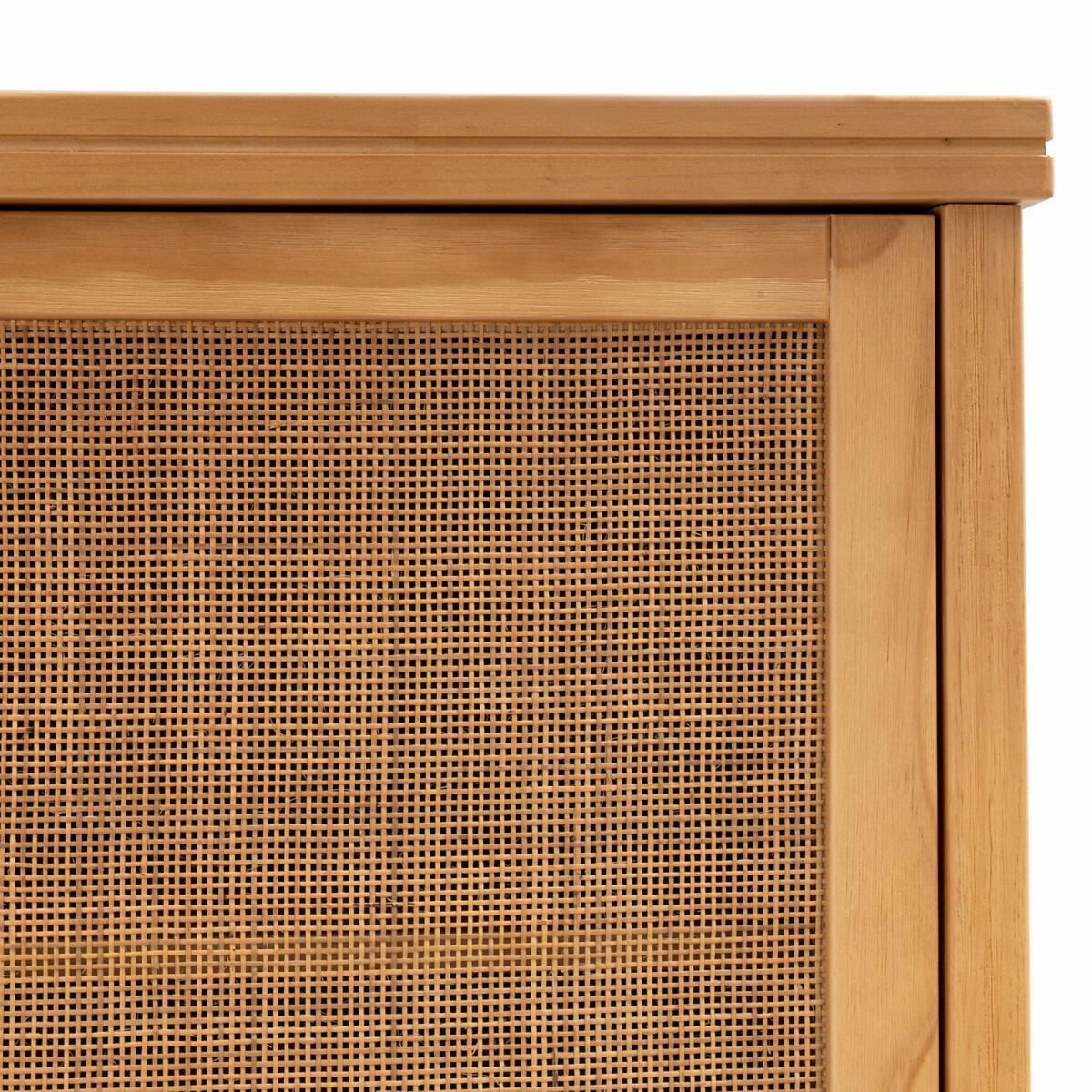 Gabin Solid Pine & Rattan 2-Door Wardrobe – image 6