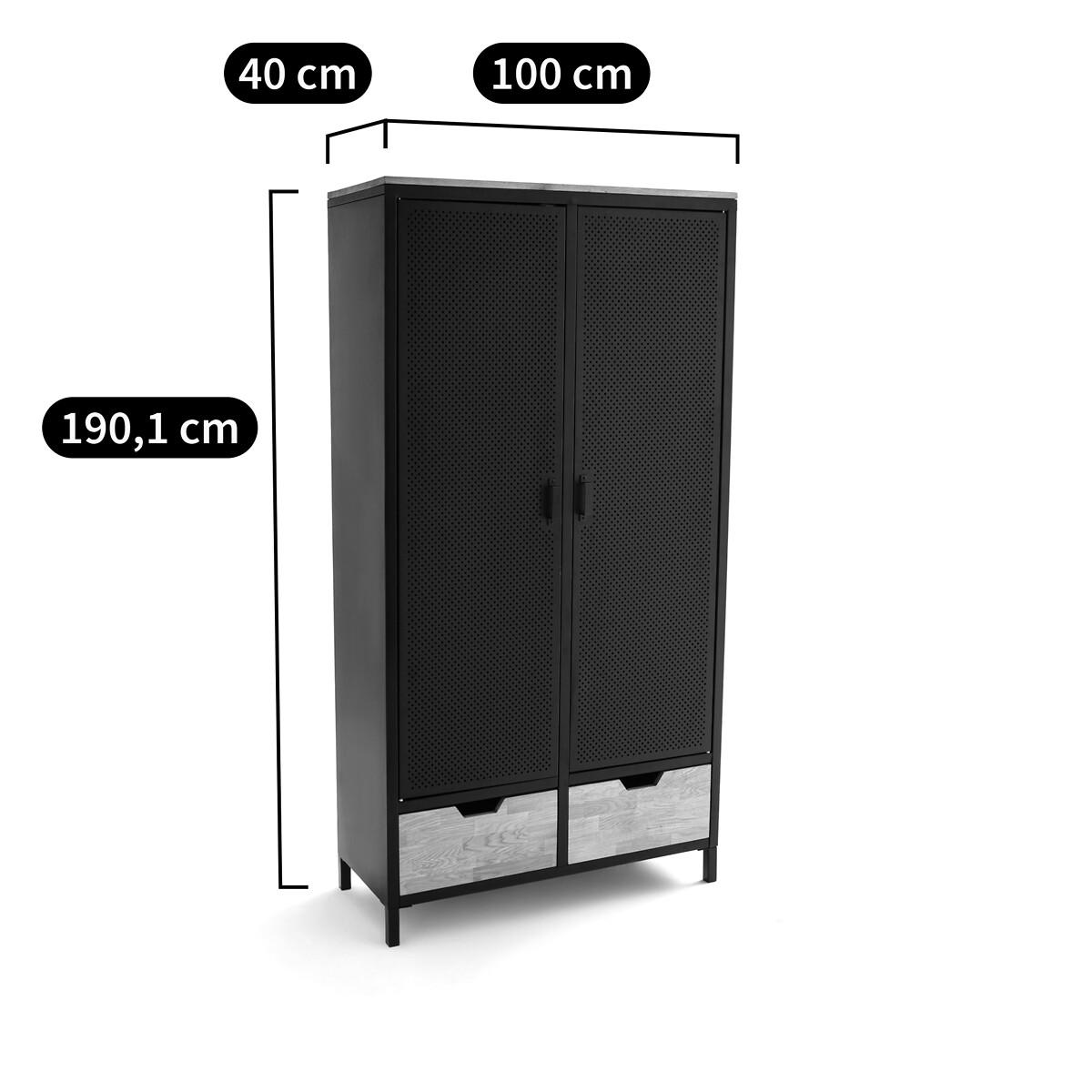 Agama Metal & Oak Double Wardrobe – image 9