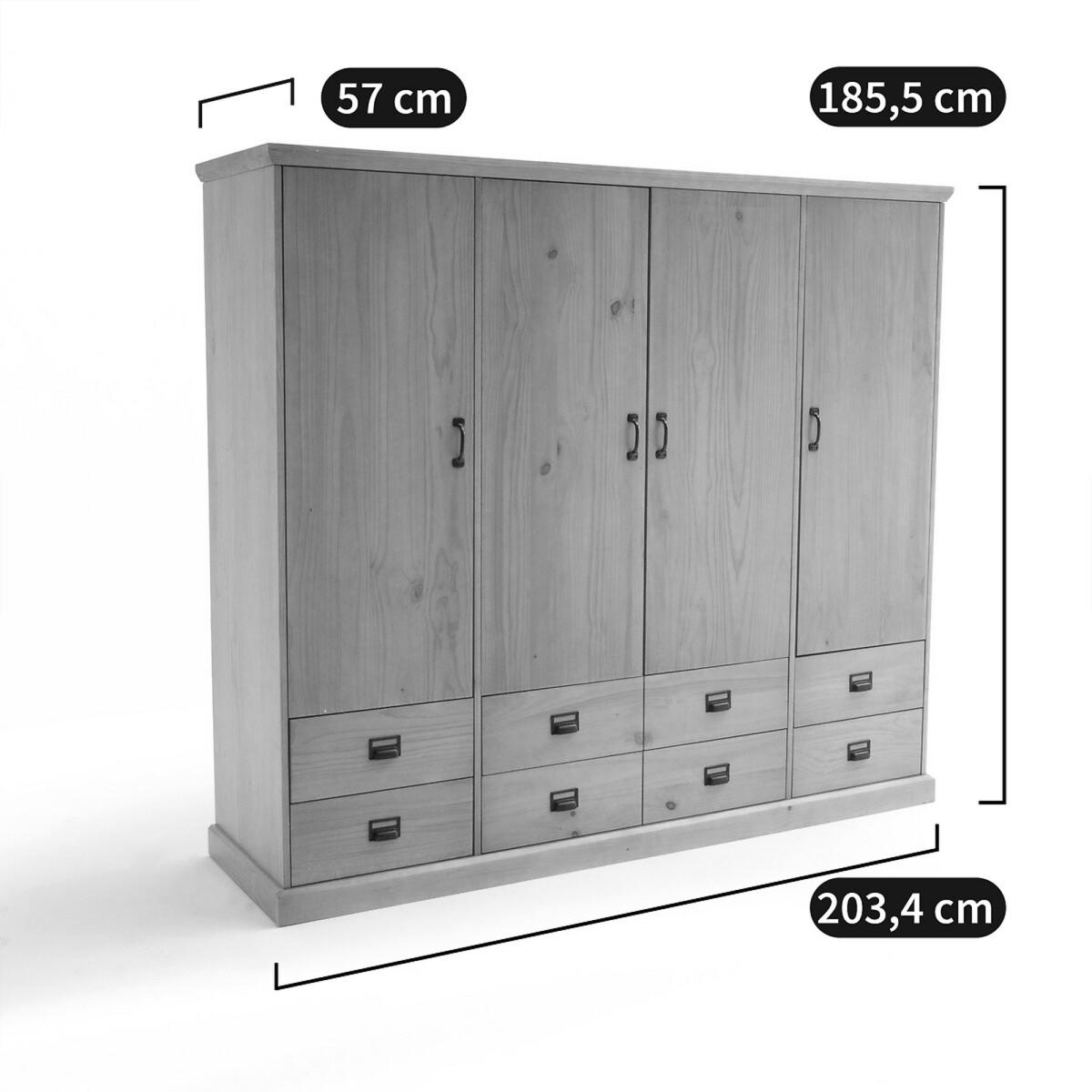 Lindley Solid Pine Quadruple Wardrobe – image 7