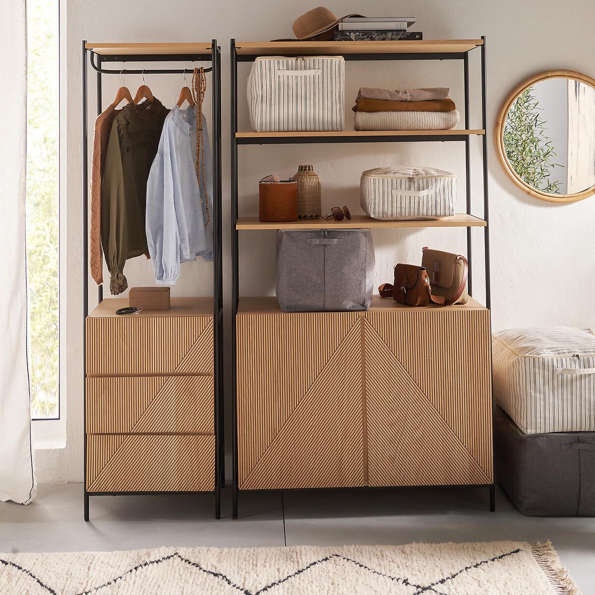 Les Signatures - Lodge Oak Veneer and Metal 3-Drawer Wardrobe Module – image 9