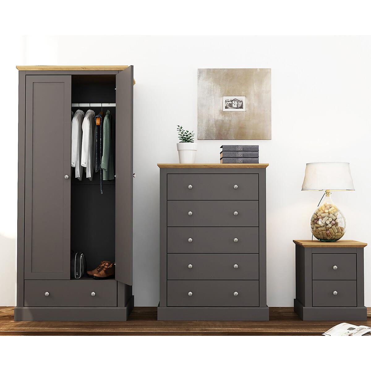 Wooden 2 Door Wardrobe with Single Drawer – image 3