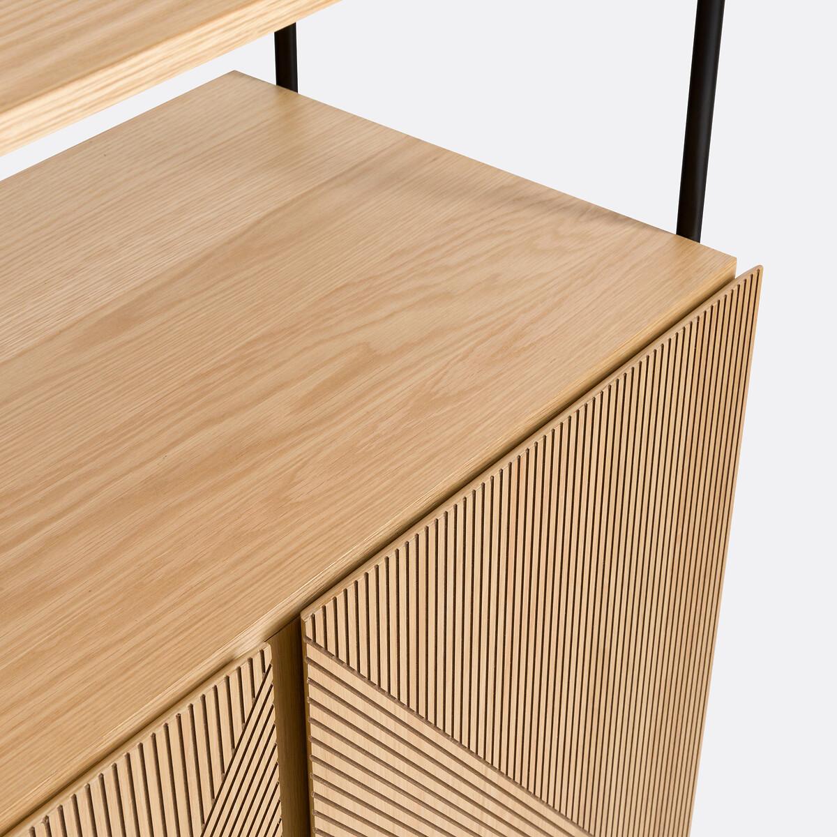 Les Signatures - Lodge Oak Veneer and Metal Wardrobe Module with 3 Shelves and – image 7