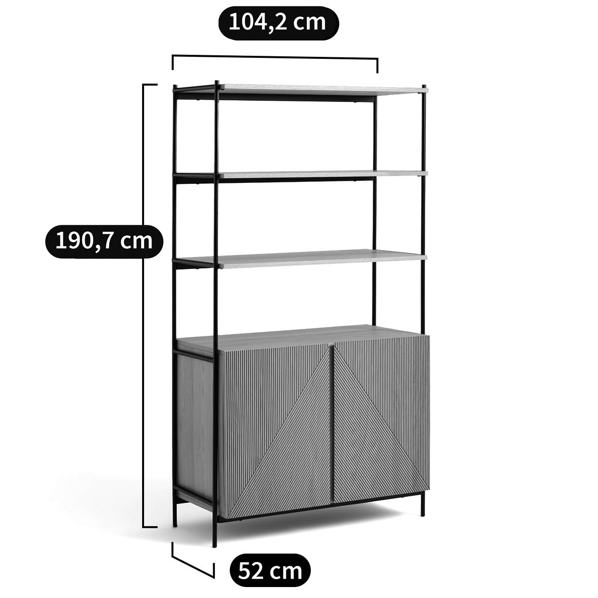 Les Signatures - Lodge Oak Veneer and Metal Wardrobe Module with 3 Shelves and – image 10