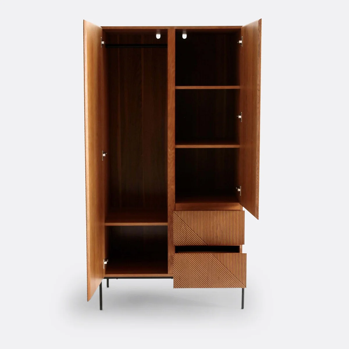 Lodge 2-Door Wood Veneer Wardrobe – image 3