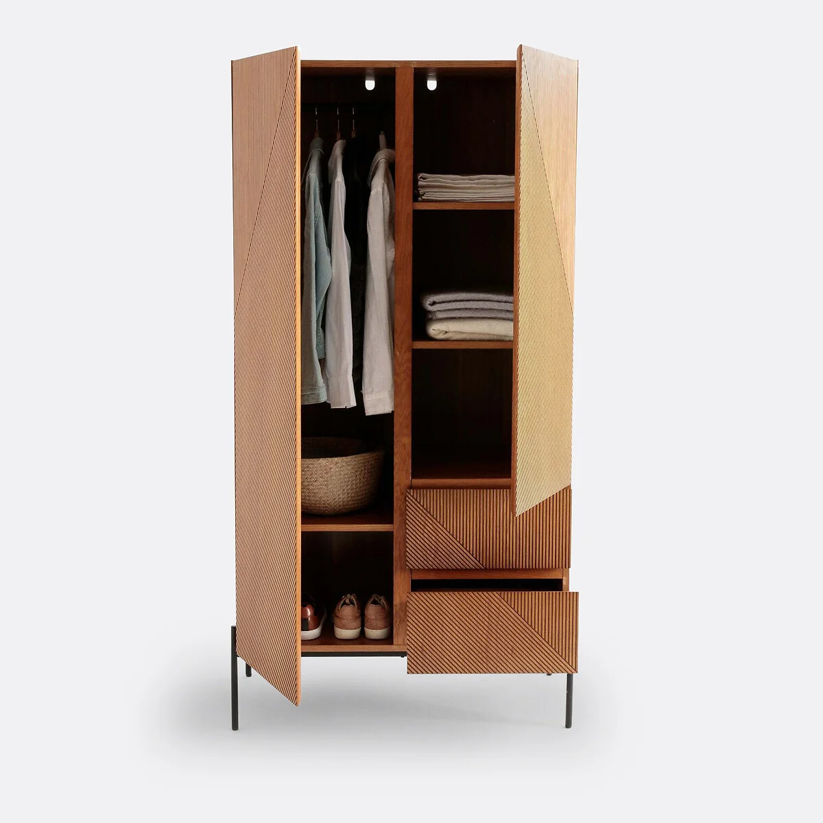 Lodge 2-Door Wood Veneer Wardrobe – image 4
