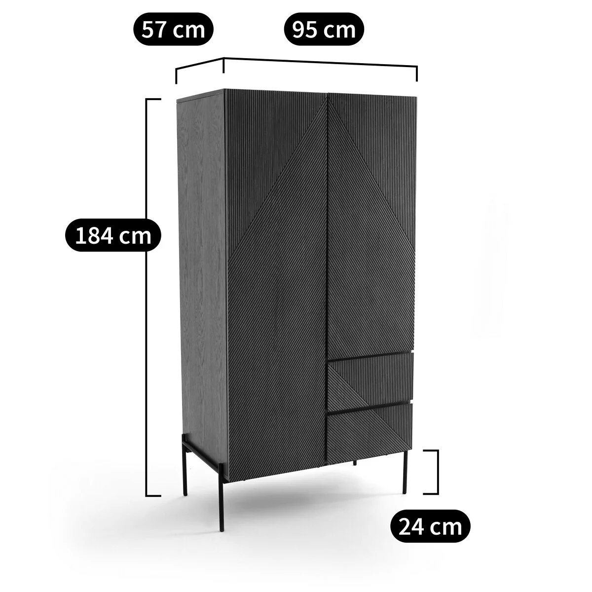 Lodge 2-Door Wood Veneer Wardrobe – image 7