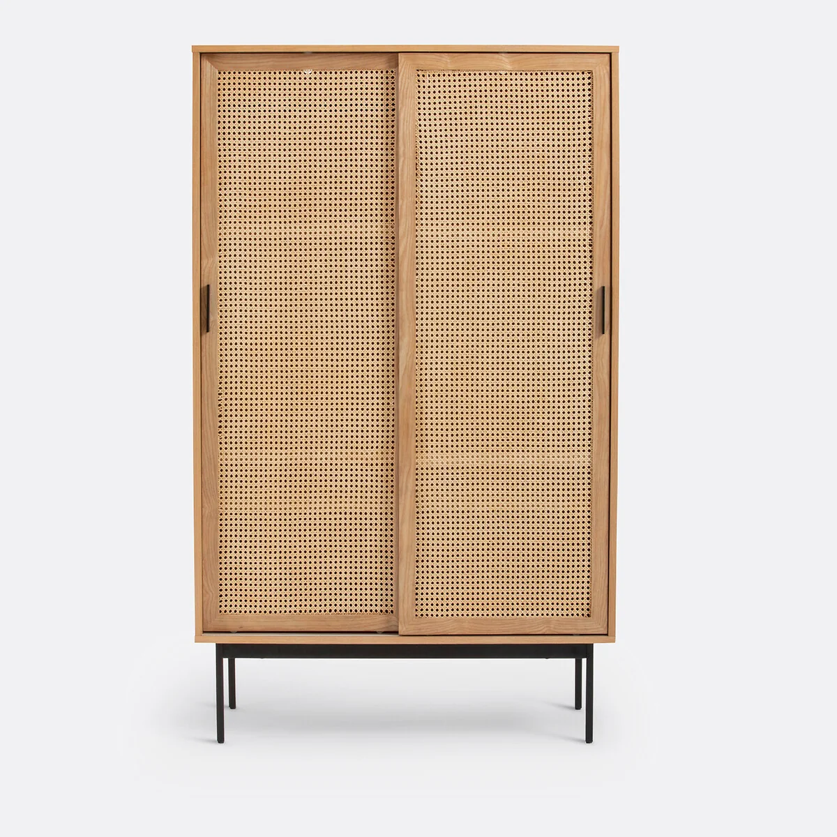 Waska Sliding Door Oak Veneer & Rattan Double Wardrobe – image 3