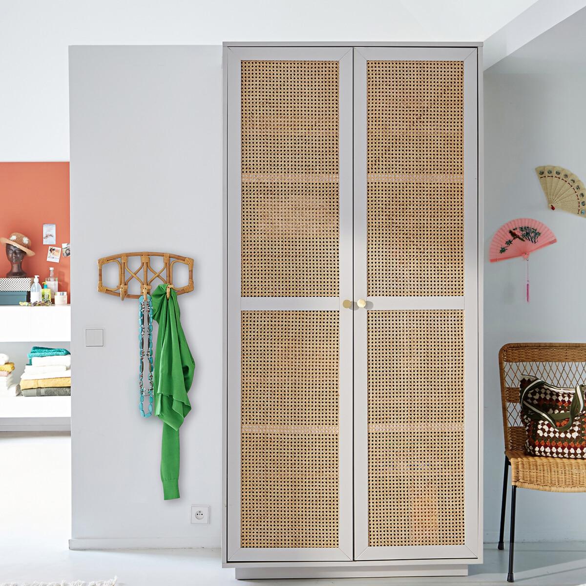 Paola Pine & Rattan Double Wardrobe – image 9