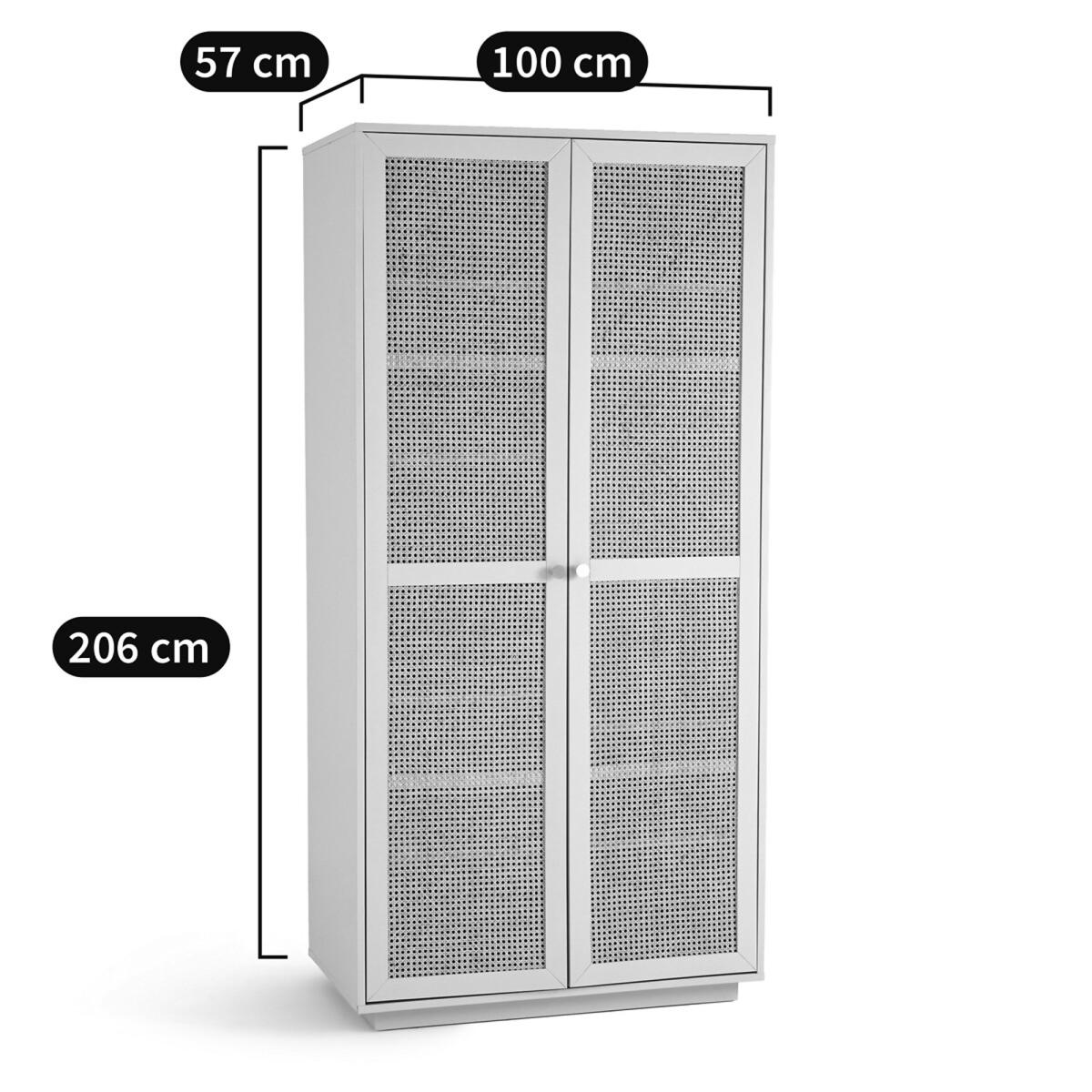 Paola Pine & Rattan Double Wardrobe – image 10