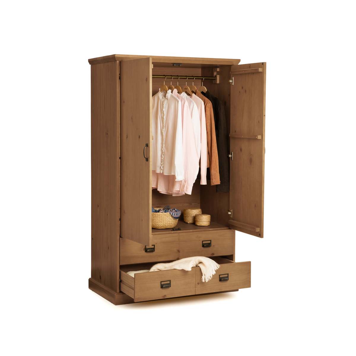 LINDLEY Solid Pine Double Wardrobe – image 3