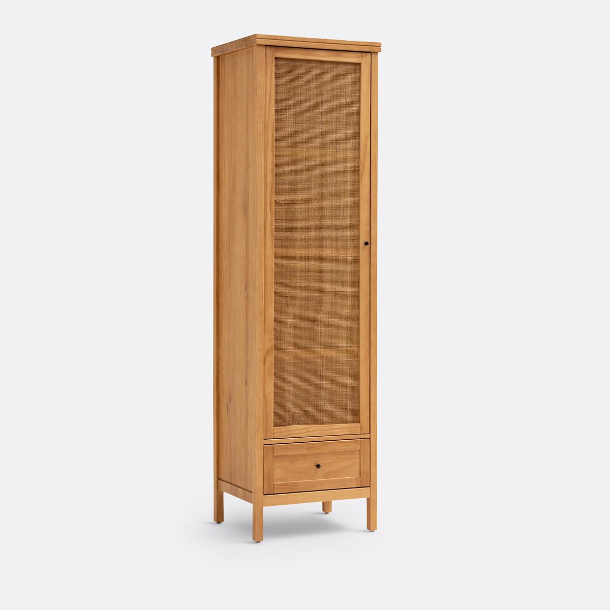 Gabin Solid Pine & Rattan Single Wardrobe – image 2