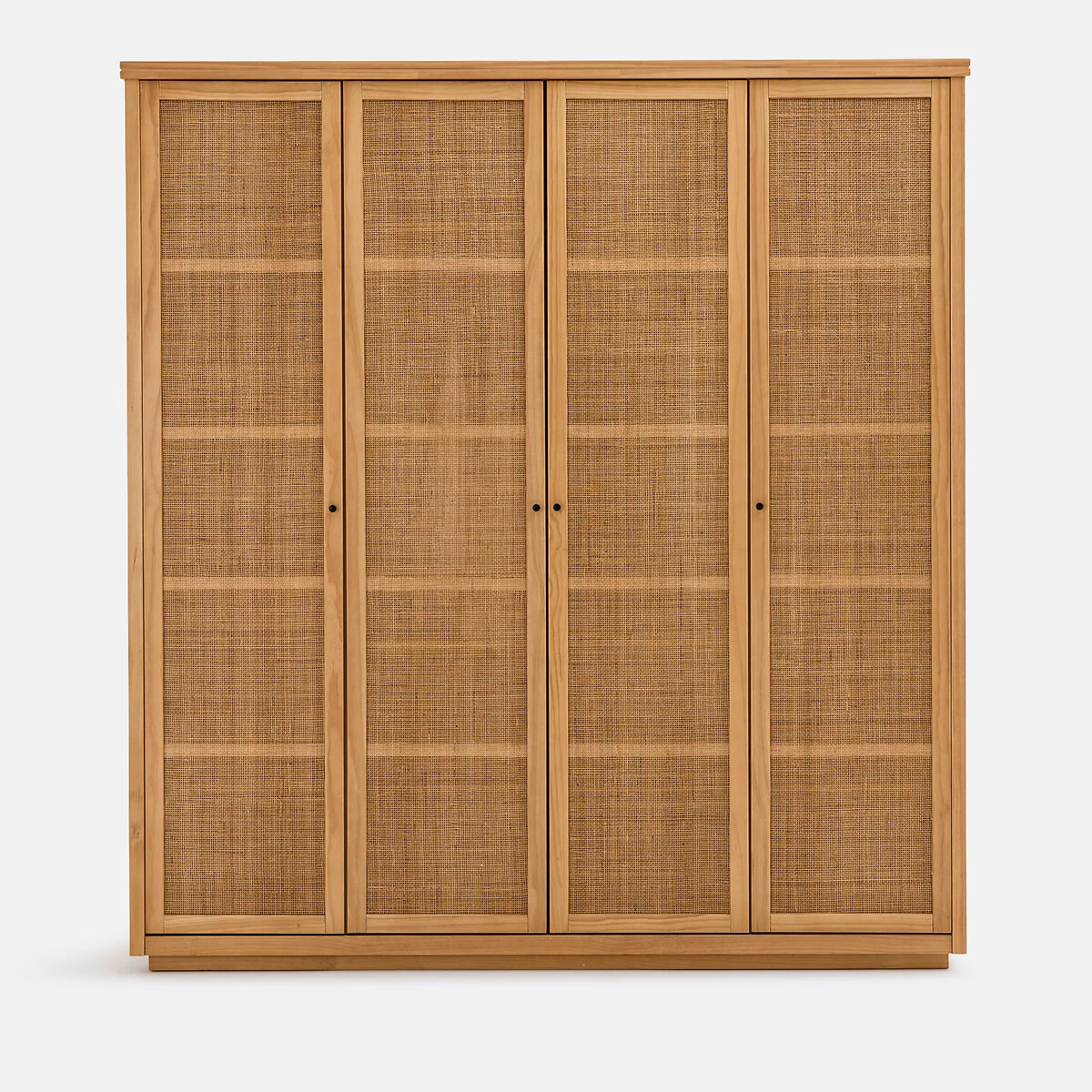 Gabin 4-Door Solid Pine and Cane Wardrobe – image 3