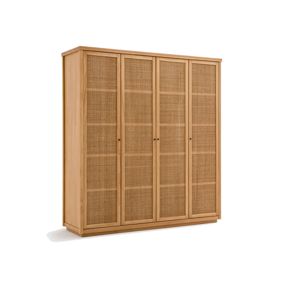 Gabin 4-Door Solid Pine and Cane Wardrobe – image 1