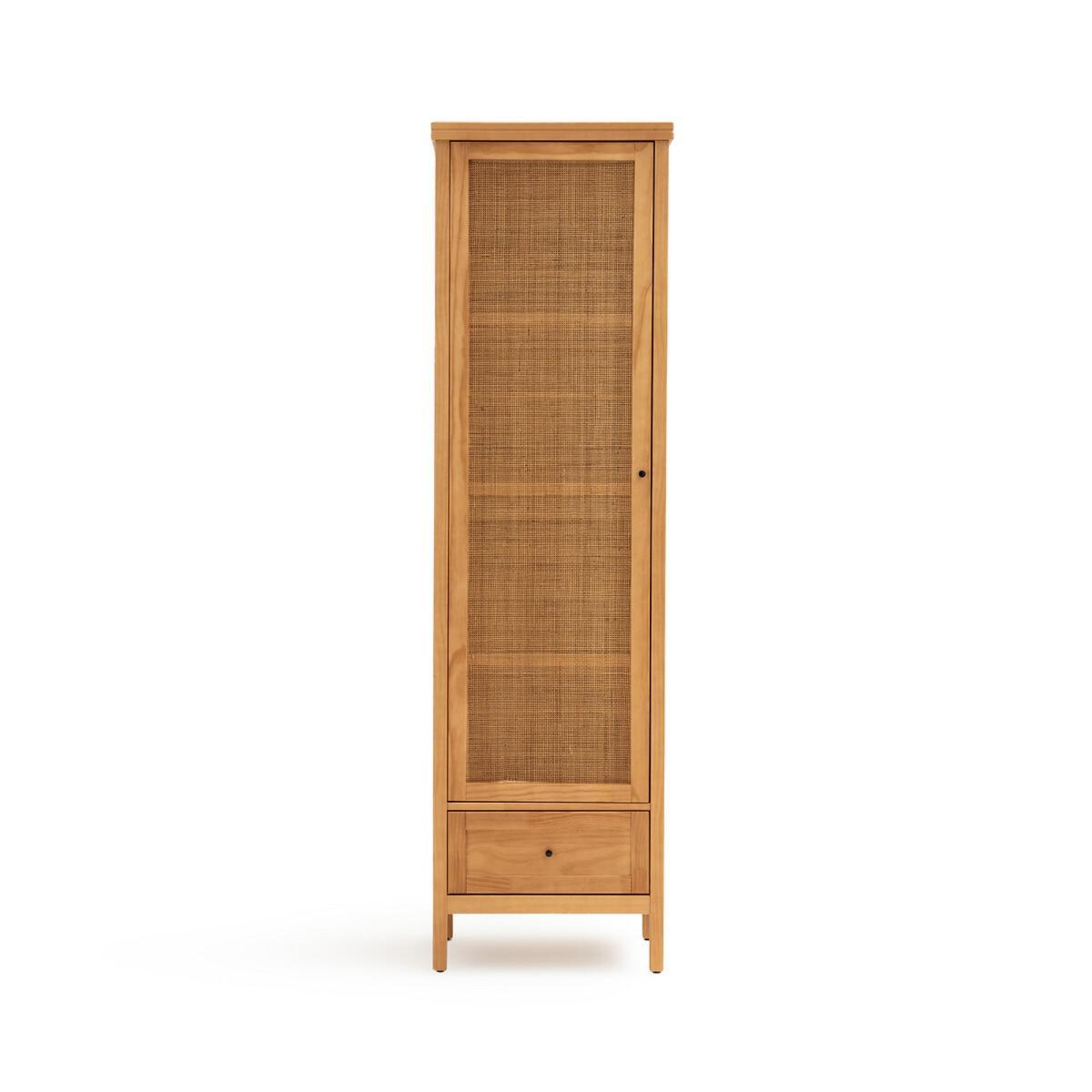 Gabin Solid Pine & Rattan Single Wardrobe – image 2
