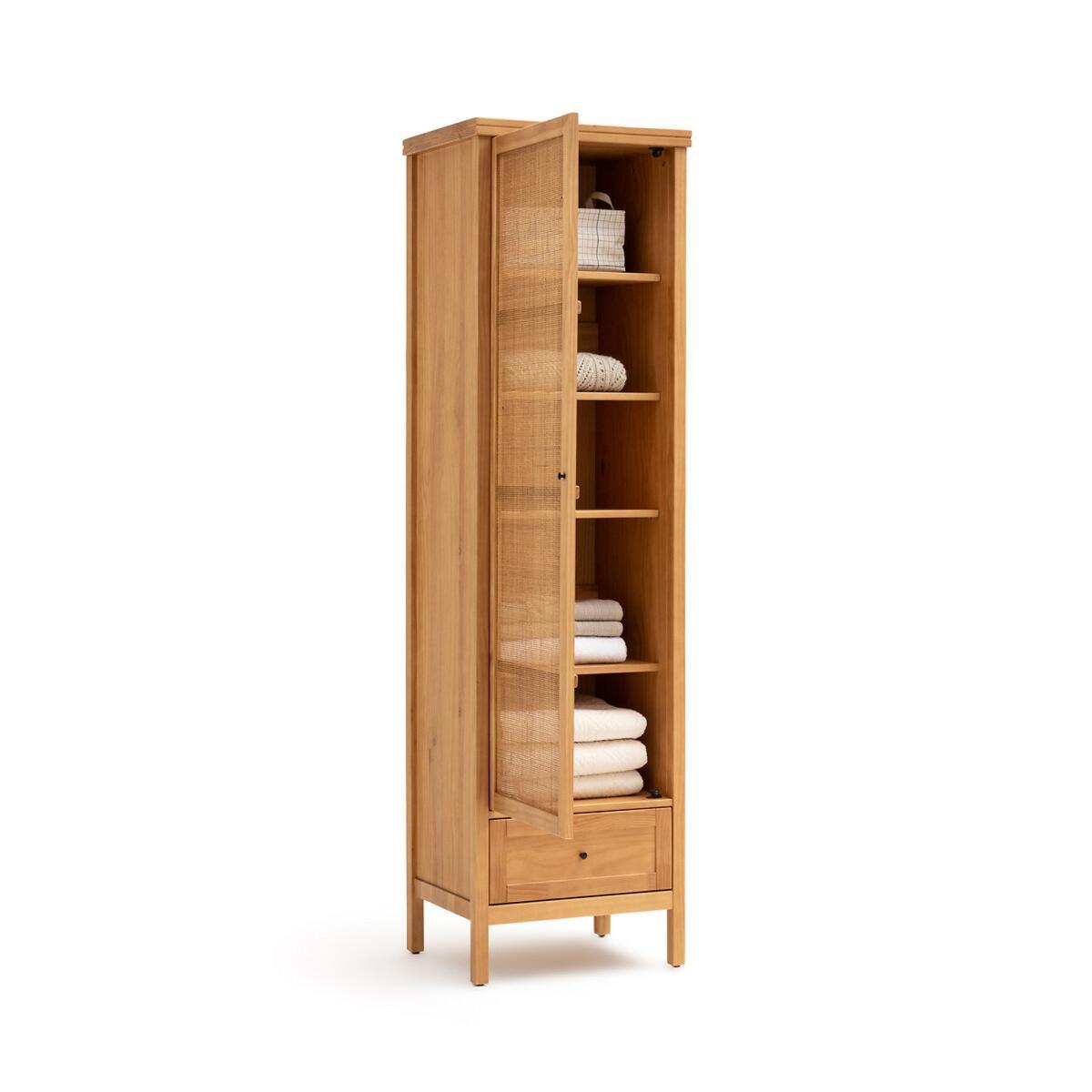 Gabin Solid Pine & Rattan Single Wardrobe – image 5