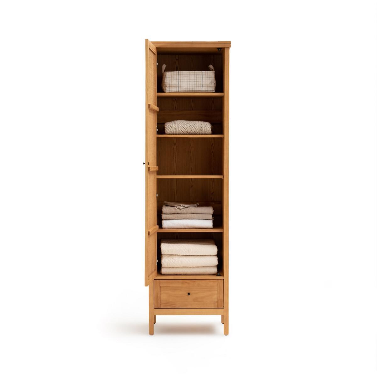 Gabin Solid Pine & Rattan Single Wardrobe – image 6