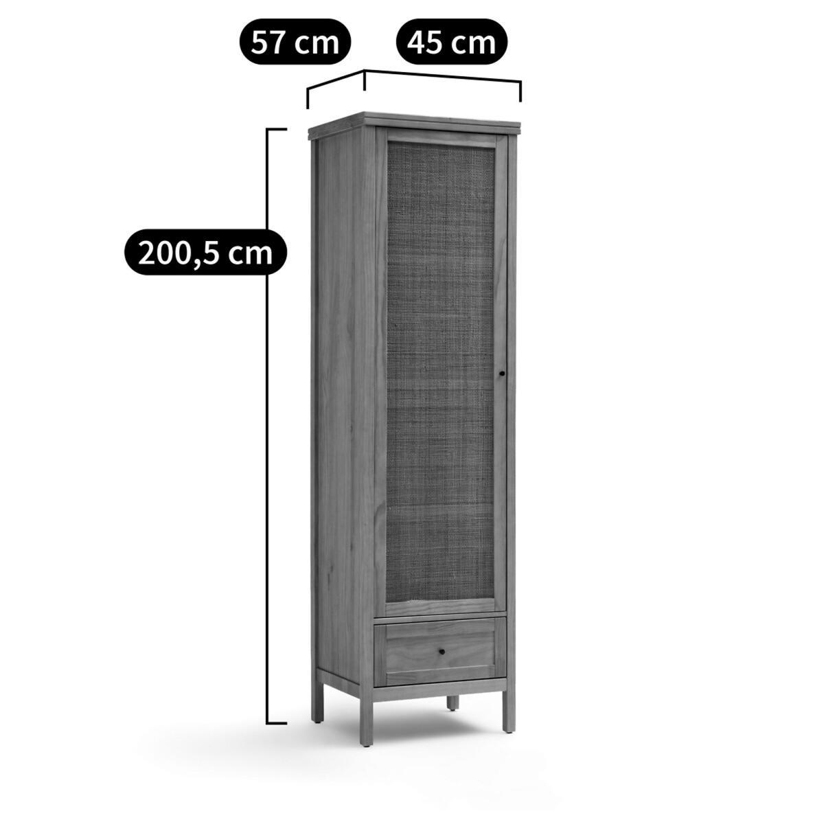 Gabin Solid Pine & Rattan Single Wardrobe – image 10