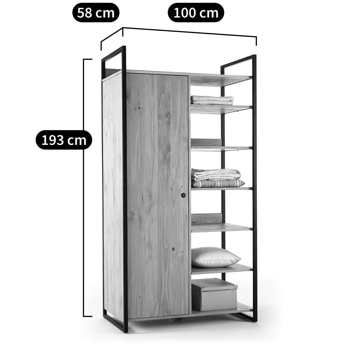 Hiba Modular Wardrobe with 1 Door & 6 Shelves – image 7