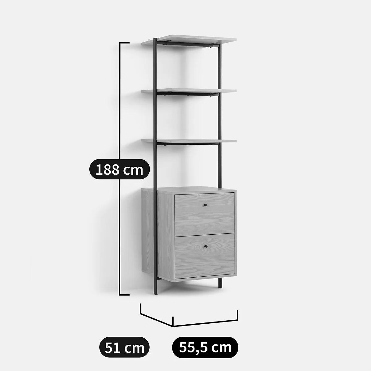 Talist 3-Shelf Wardrobe Module with 2 Drawers – image 10