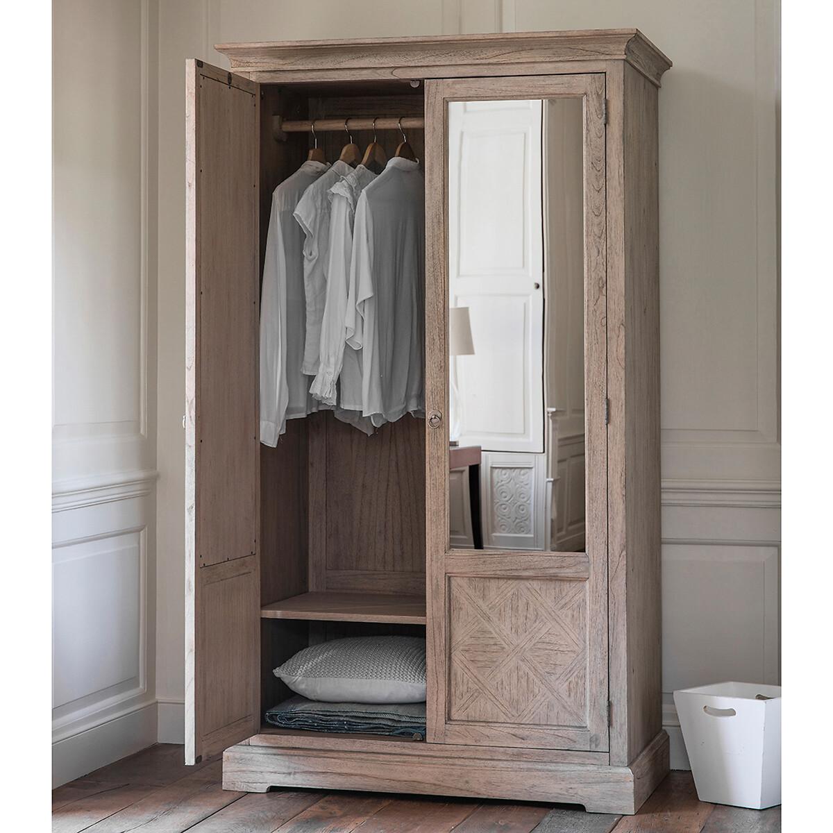 Nashik Ash Wood Parquet 2 Door Mirrored Wardrobe – image 2