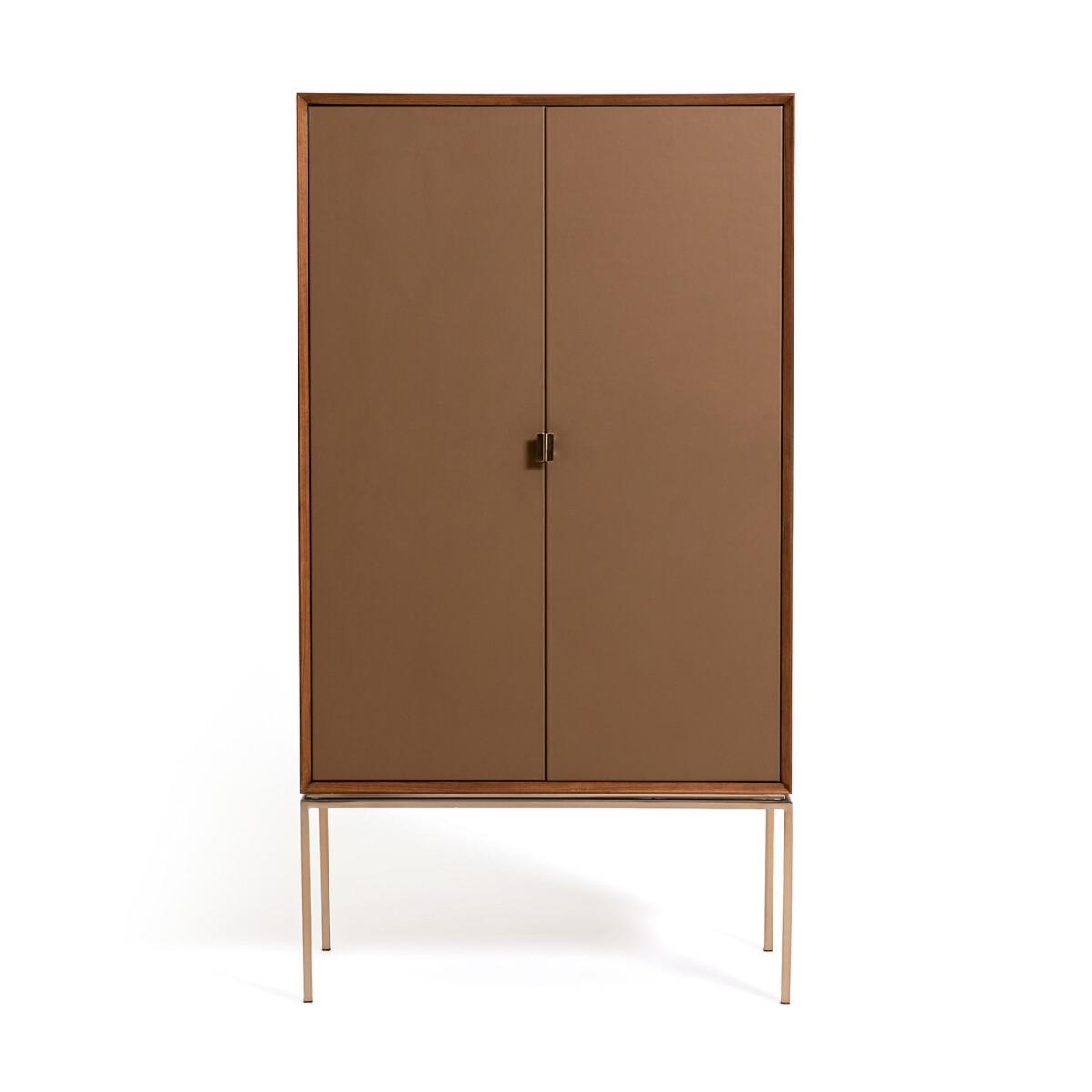 Delina Walnut & Leather Wardrobe – image 2