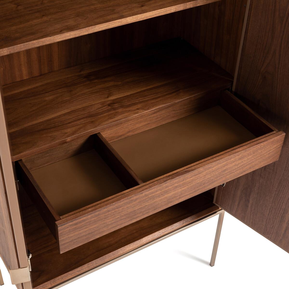 Delina Walnut & Leather Wardrobe – image 4