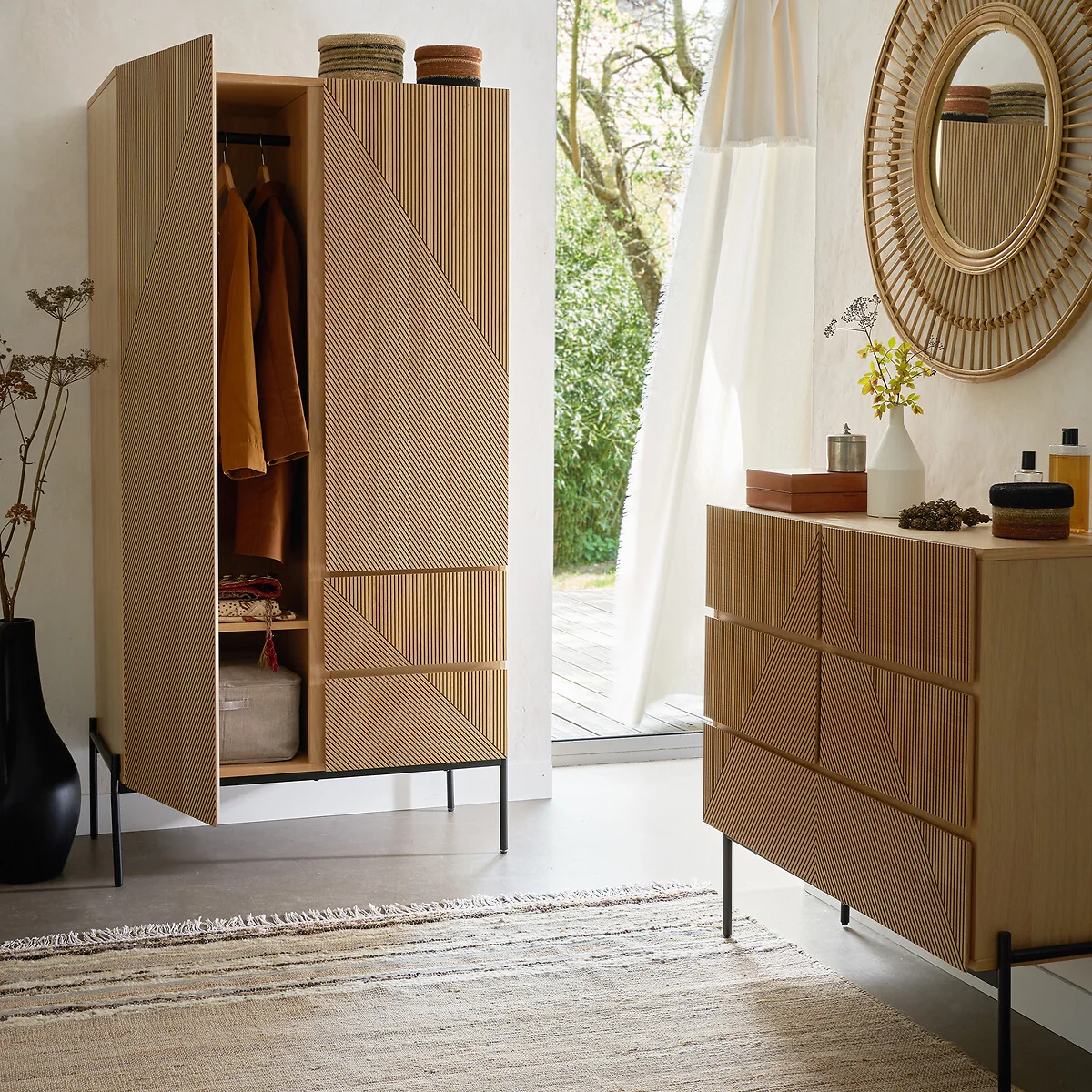 Lodge 2-Door Wood Veneer Wardrobe – image 2