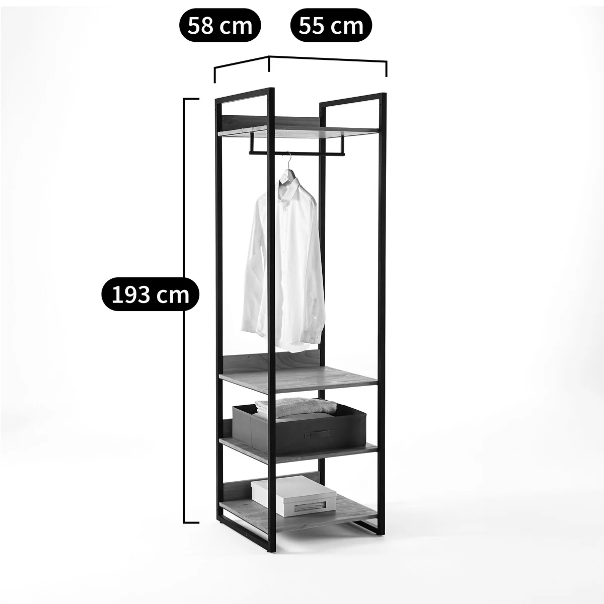 Hiba Modular Wardrobe Unit with 3 Shelves & Hanging Rail – image 6