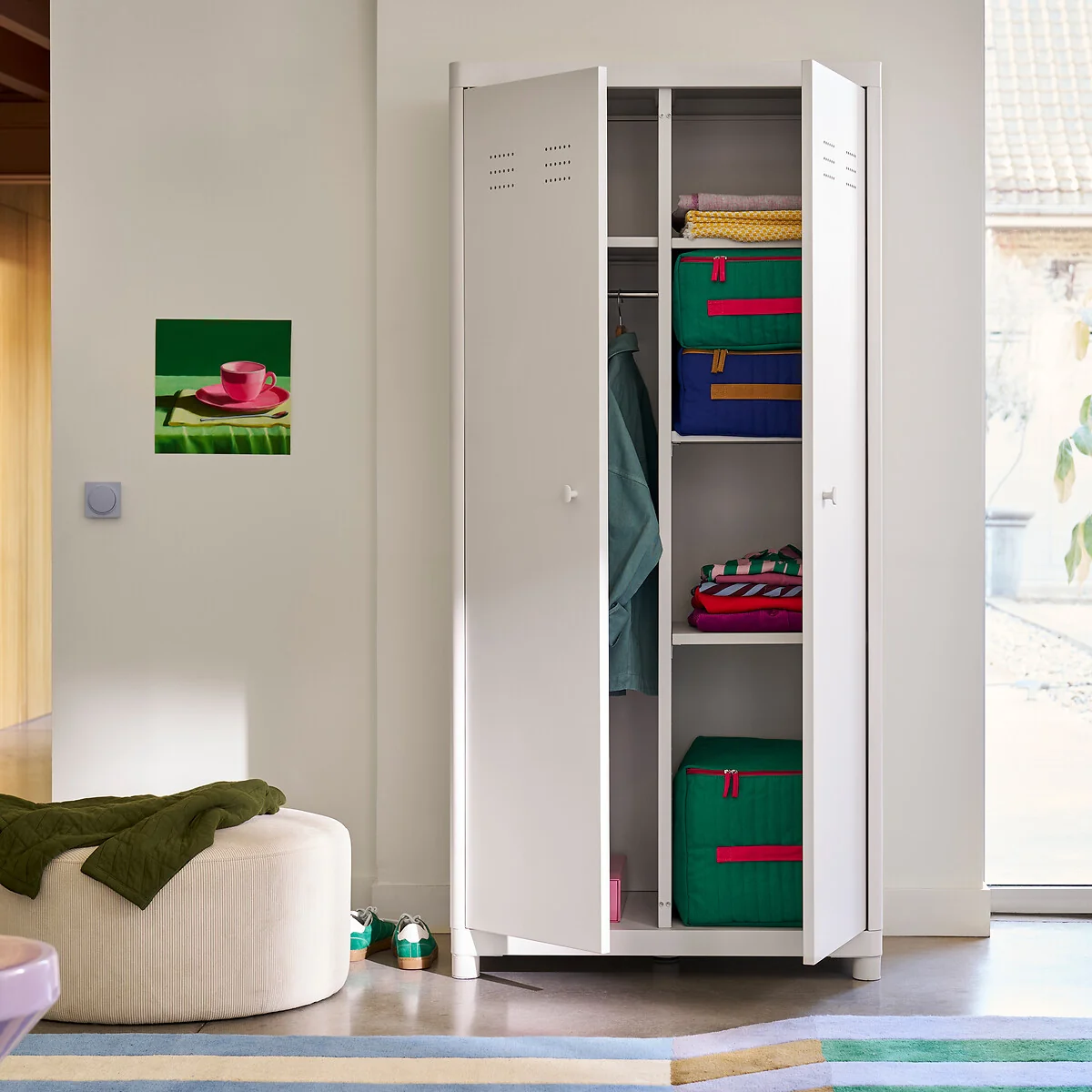 2-Door Wardrobe, Steel, Livona – image 3